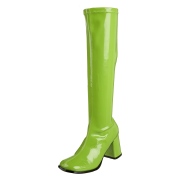 gr�nne lakkst�vler blokkh�l 7,5 cm - 70 tallet st�vler hippie disco gogo - kneh�ye boots