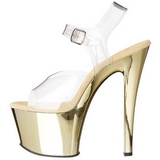 gull gjennomsiktig 18 cm SKY-308 platå høye hæler sko