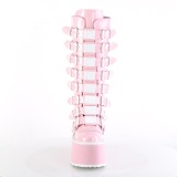 hologram 9 cm DAMNED-318 emo kneh�ye st�vler - kvinner plat�st�vler med spenner rosa