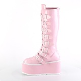 hologram 9 cm DAMNED-318 emo kneh�ye st�vler - kvinner plat�st�vler med spenner rosa