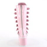 hologram 9 cm DAMNED-318 emo kneh�ye st�vler - kvinner plat�st�vler med spenner rosa