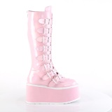 hologram 9 cm DAMNED-318 emo kneh�ye st�vler - kvinner plat�st�vler med spenner rosa