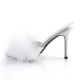 hvit 10 cm CLASSIQUE-01F dame slip ins med marabou fj�r