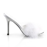 hvit 10 cm CLASSIQUE-01F dame slip ins med marabou fj�r