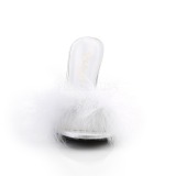 hvit 10 cm CLASSIQUE-01F dame slip ins med marabou fj�r
