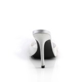 hvit 10 cm CLASSIQUE-01F dame slip ins med marabou fj�r