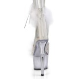 hvit 18 cm ADORE-724F pole dance h�yh�lte sandaler med fj�r