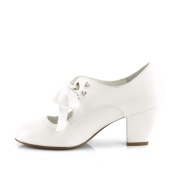 hvit 6,5 cm WIGGLE-32 retro vintage maryjane pumps med blokkh�l