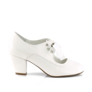 hvit 6,5 cm WIGGLE-32 retro vintage maryjane pumps med blokkh�l