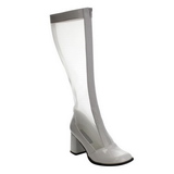hvit 7,5 cm GOGO-307 høye grid støvler til dame med hæl