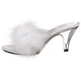 hvit 8 cm BELLE-301F marabou fj�r h�ye sko mules