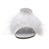hvit 8 cm BELLE-301F marabou fj�r h�ye sko mules