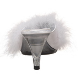hvit 8 cm BELLE-301F marabou fj�r h�ye sko mules