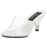 hvit gjennomsiktig 8 cm BELLE-301 høyhælte slipper sko