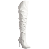 hvit kunstlær 10 cm CLASSIQUE-3011 lårhøye støvler