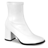 hvit kunstlær 7,5 cm GOGO-150 stretch støvletter med blokkhæl for kvinner