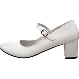 hvit lakk 5 cm SCHOOLGIRL-50 klassiske pumps sko til dame
