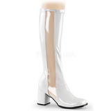 hvit lakkert 8,5 cm GOGO-303 høye damestøvler til menn