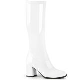 hvit lakklær 7,5 cm GOGO-300-2 støvler med blokkhæl