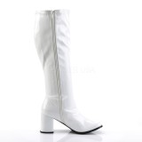 hvit lakklær 7,5 cm GOGO-300WC damestøvler til brede lægge
