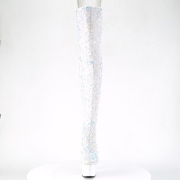 hvit paljetter 20 cm ADORE-3020 h�yh�lte overknee st�vler - pole dance plat�st�vler