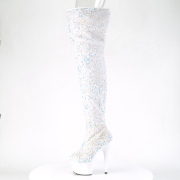 hvit paljetter 20 cm ADORE-3020 h�yh�lte overknee st�vler - pole dance plat�st�vler