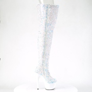hvit paljetter 20 cm ADORE-3020 h�yh�lte overknee st�vler - pole dance plat�st�vler