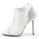 hvit stoff 13 cm AMUSE-56 høye pumps fest sko med hæl