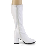 hvit vegan 7,5 cm GOGO-300-2 støvler med blokkhæl