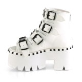 hvit vegan 9 cm ASHES-70 lolita plat� ankelst�vletter med blokkh�l for kvinner