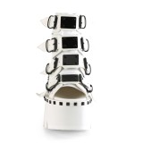 hvit vegan 9 cm ASHES-70 lolita plat� ankelst�vletter med blokkh�l for kvinner