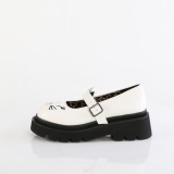 hvite 6,5 cm RENEGADE-56 emo maryjane sko - plat�sko med spenne