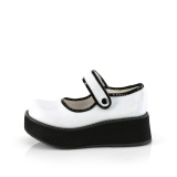 hvite 6 cm SPRITE-01 emo maryjane sko - plat�sko med spenne