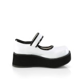hvite 6 cm SPRITE-01 emo maryjane sko - plat�sko med spenne