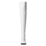 hvite vinyl l�rh�ye st�vler 7,5 cm - 70 tallet hippie disco gogo - l�rh�ye boots