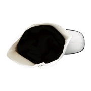 hvite vinyl l�rh�ye st�vler 7,5 cm - 70 tallet hippie disco gogo - l�rh�ye boots