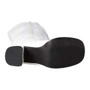 hvite vinyl l�rh�ye st�vler 7,5 cm - 70 tallet hippie disco gogo - l�rh�ye boots