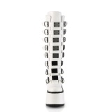 kileh�ler 14 cm S815 kneh�ye plat�st�vler kvinner med spenner hvit PU
