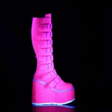 kileh�ler 14 cm S815 plat�st�vler kvinner med spenner rosa neon