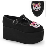 kitty lerret 8 cm CLICK-04-1 lolita sko gothic platåsko tykke såler