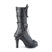 kunstl�r 10 cm CRYPTO-67 h�ye plat�st�vler til dame med spenner