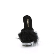 kunstl�r 15 cm SULTRY-601F svarte mules h�ye h�ler marabou fj�r