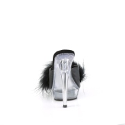 kunstl�r 15 cm SULTRY-601F svarte mules h�ye h�ler marabou fj�r