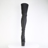 kunstl�r 18 cm ADORE-3850 svarte l�rh�ye st�vler med sn�ring
