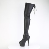 kunstl�r 18 cm ADORE-3850 svarte l�rh�ye st�vler med sn�ring
