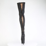 kunstl�r 18 cm ADORE-3850 svarte l�rh�ye st�vler med sn�ring