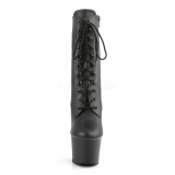 kunstl�r 18 cm SKY-1020 svarte ankelboots h�ye h�ler med sn�ring
