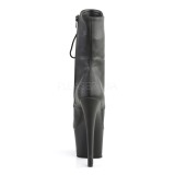 kunstl�r 18 cm SKY-1020 svarte ankelboots h�ye h�ler med sn�ring