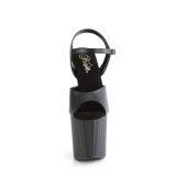 kunstl�r 19 cm ENCHANT-709 svarte pleaser h�yh�lte sko med plat�