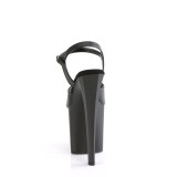 kunstl�r 19 cm ENCHANT-709 svarte pleaser h�yh�lte sko med plat�